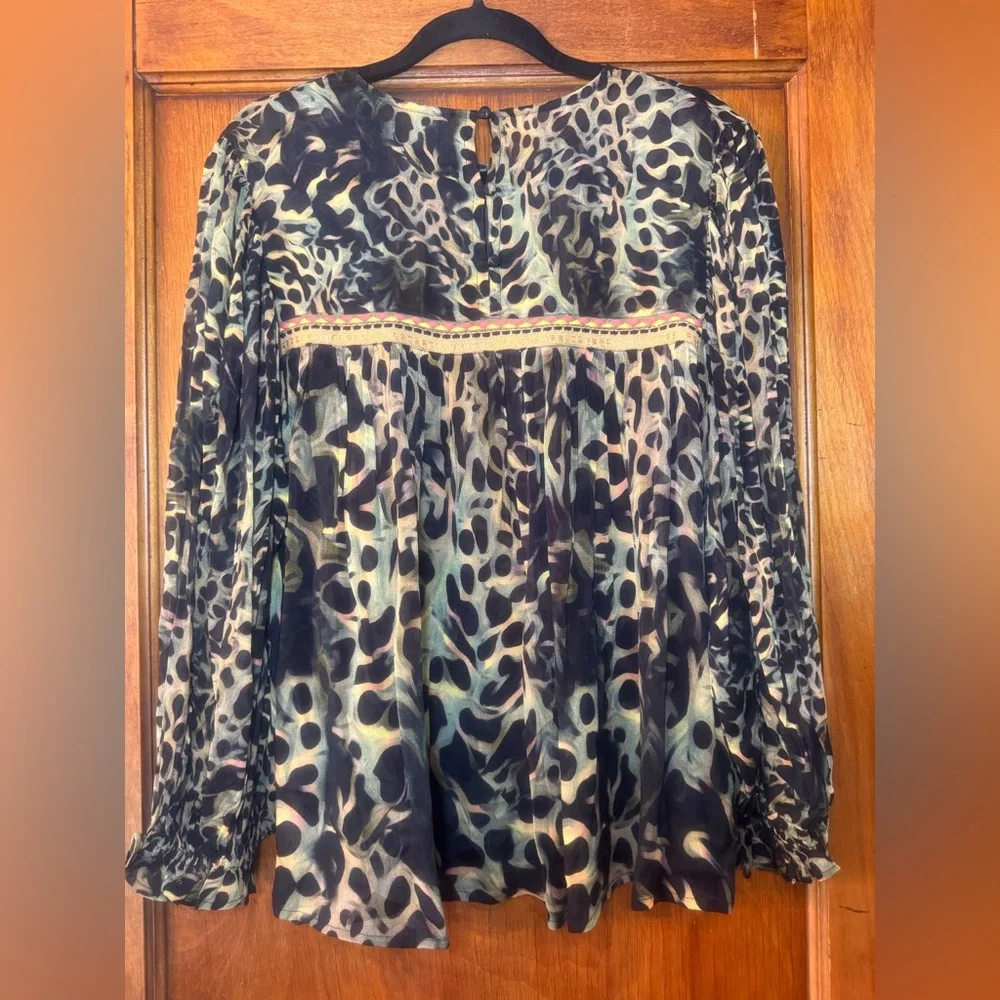 Anthropologie Bl-nk London Miranda Peasant Blouse- Large Petite - Picture 3 of 7